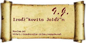 Izsákovits Jolán névjegykártya